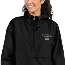 Load image into Gallery viewer, Genius Lounge original Hawaiian rainbow logo Embroidered Champion Packable Jacket
